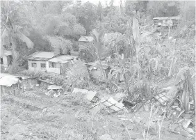  ?? MIRIAM G. DESACADA ?? The site of the landslide, at Barangay 43-B in Quarry district of Tacloban City, that covered eight houses and killed two women — a chief tanod, and a high school student — with two others still missing.