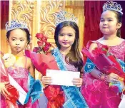  ??  ?? Cuties grand winner Marydee Manayaga ( center) with first runner- up Steph Netthel Redne Yamut ( left) and second runner- up Ashley Kate Arindain.