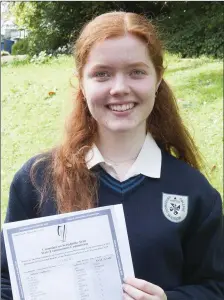  ??  ?? Dominican College student Ella Healy who was one of 20 in the country who got all A grades in her Junior Cert.