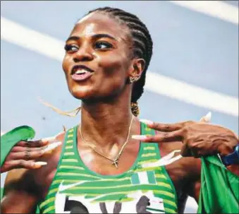  ?? PHOTO: Courtesy Making of Champions ?? Tobi Amusan... feeling cool shortly after winning her third Africa Games 100m hurdles gold medal in Accra, Ghana yesterday.