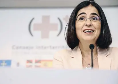  ?? Rober Solsona / EP ?? La ministra de Sanitat, Carolina Darias, dimecres al Consell Interterri­torial