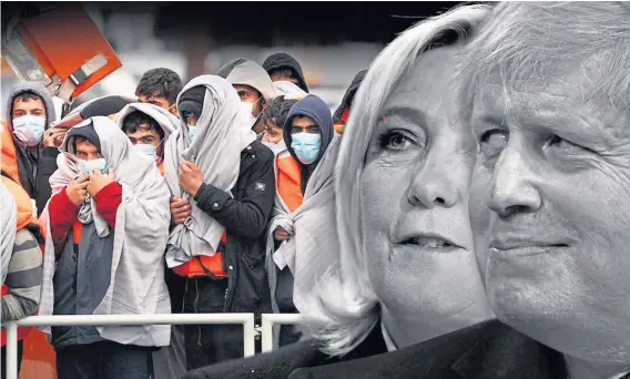  ?? ?? Ring-wing duo Marine Le Pen and Boris Johnson, pictured right, use migrants and refugees as scapegoats for their own political ends.