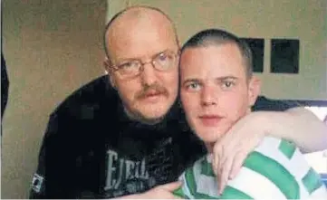  ??  ?? DISCOVERY: Police officers combing ground near The Castle Course, St Andrews, where human remains were discovered. Above: Allan Bryant pictured with Allan Jr.