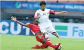  ??  ?? Action from the Oman vs Yemen match in the AFC U16 meet on Friday