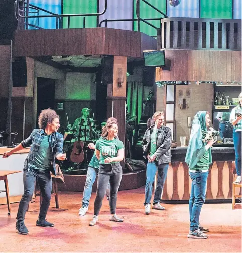  ??  ?? The cast of Sunshine on Leith give it laldy in the latest touring production courtesy of West Yorkshire Playhouse in Leeds.