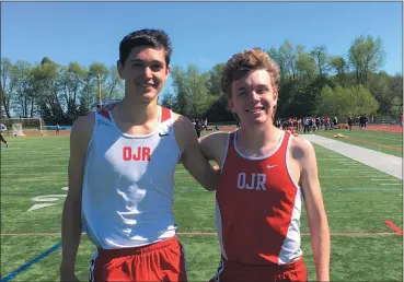  ?? SUBMITTED PHOTO ?? Owen J. Roberts senior runners Matt Muthler, left, and Vince Fennell are sticking together as teammates in college with both runners attending Lock Haven University.