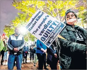  ?? ?? Left: A protest in Oakland, California following the acquittal of Kyle Rittenhous­e, above