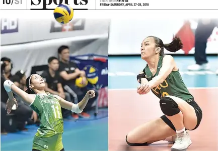  ??  ?? THE BEST-OF-THREE UAAP Season 80 women’s volleyball tournament finals between defending champions De La Salle Lady Spikers and FEU Lady Tamaraws begins on Saturday, April 28, at the Smart Araneta Coliseum.