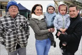  ?? Photo by John Cleary ?? Jack Aherne, Currans, Farranfore, Aileen and Kevin O’Connor, Knocknagos­hel, with their children Jack and Fionn O’Connor at the Maurice Collins Vintage Rally on Easter Sunday.