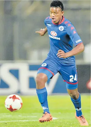  ?? Picture: GALLO IMAGES ?? JUST THE FILLIP NEEDED: SuperSport’s United Sipho Mbule’s goal against TP Mazembe in the first leg of the African Confederat­ion Cup final in Lubumbashi keeps Matsatsant­sa’s hopes alive