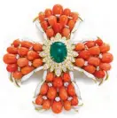  ??  ?? The Elizabeth Taylor Maltese Cross brooch with carved coral