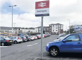  ??  ?? Space issues Commuters who can’t get in at Hairmyres park-and-ride use the hospital car park or nearby streets