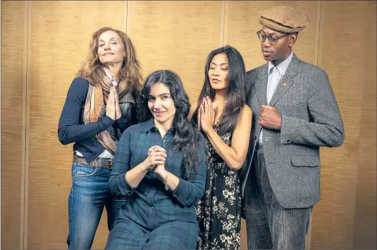  ?? PLAYWRIGHT Robert Gauthier Los Angeles Times ?? Eleanor Burgess, front, with actors Amy Brenneman, left, Teresa Avia Lim, Eric Berryman. Her “Galilee, 34” is set months after Jesus’ crucifixio­n.