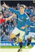  ??  ?? Josh Windass scores Rangers’ third.