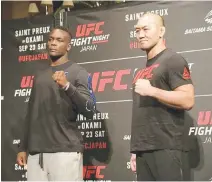  ?? MIKE MIGUEL ?? AMERICAN Ovince Saint Preux (L) and Japanese Yushin Okami will headline “UFC Fight Night 117” in Saitama, Japan on Sept. 22.
