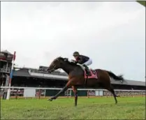  ?? PHOTO COURTESY NYRA ?? Stillwater Cove with Irad Ortiz, Jr. aboard on the fillies way to winning Wednesday’s $100,000 Bolton Landing at Saratoga Race Course.