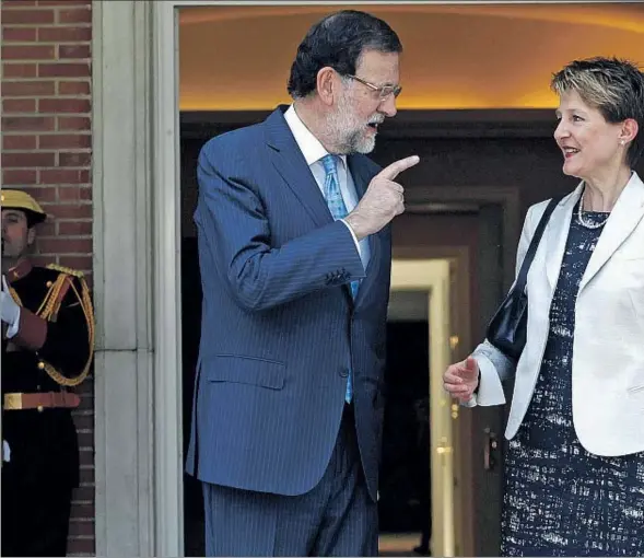  ??  ?? Mariano Rajoy se reunió ayer en la Moncloa con la presidenta de Suiza, Simonetta Sommaruga