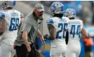  ?? Photograph: Ashley Landis/AP ?? Dan Campbell was in typically animated form during Sunday’s win for the Lions.