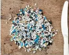  ??  ?? Tiny pieces of plastic that wash up on St Helena beaches could equally have been swallowed by planktonfe­eding whale sharks.