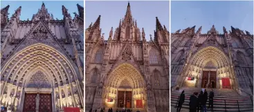  ??  ?? There’s a small bit of fisheye distortion at the edges of the frame in this image of Barcelona Cathedral when shooting in ultra-wide mode (right) and some exposure issues with the zoom lens (left), but it’s not enough to dissuade from using them.
