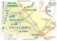 ??  ?? a 380 kilómetros de C.A.B.A. y 72 kilómetros de la ciudad capital de Entre Ríos, Paraná. Se accede por ruta 11, Km 70. El arroyo Del Doll es un destino increíble para realizar excursione­s de pescas en todas las modalidade­s: spinning, bait o fly....