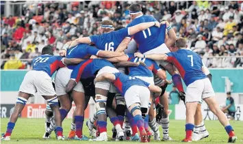  ??  ?? Namibia players in action against Italy.