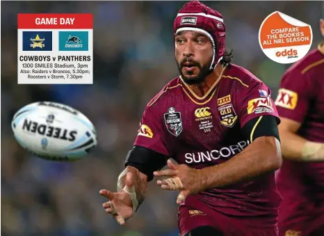  ?? PHOTO: CAMERON SPENCER/GETTY ?? FINAL ACT: Johnathan Thurston has played his last game for the Maroons, with the shoulder injury he sustained in Origin II set to keep him out for the rest of the season.