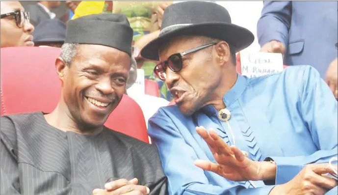  ??  ?? Osinbajo and Buhari at a rally in Port Harcourt