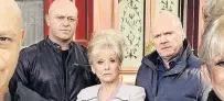  ??  ?? FAMILY TIE In EastEnders as Grant and Peggy with Phil, right