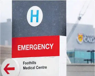  ?? RYAN MCLEOD/POSTMEDIA NETWORK ?? The average number of people in ER waiting to be admitted at Foothills Medical Centre has tripled from six to eighteen in the last three years, AHS says.