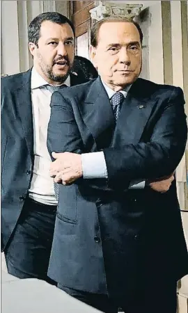  ?? ETTORE FERRARI / EFE ?? Silvio Berlusconi apareció muy serio ayer en el Quirinal