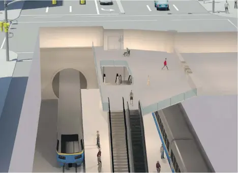  ?? FILES ?? The proposed SkyTrain extension along Broadway, which would include a new subway station under Broadway at Oak, is one project that may benefit from newly announced funding for transit projects included in the federal government’s latest budget,...
