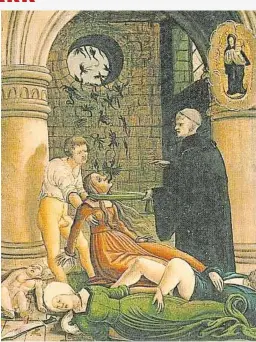  ?? ?? Am Mariazelle­r Wunderalta­r wird ein ähnlicher Exorzismus gezeigt, wie er sich 1599/1660 in Graz zugetragen hatte