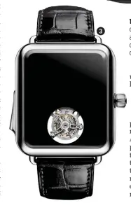  ??  ?? 1. La Gucci Grip, d’esprit vintage. Le cadran de la Reservoir évoque le tableau de bord d’une automobile. 3. La Swiss Alp Watch Concept Black de H. Moser & Cie intègre un calibre mécanique dans un boîtier rappelant l’Apple Watch.