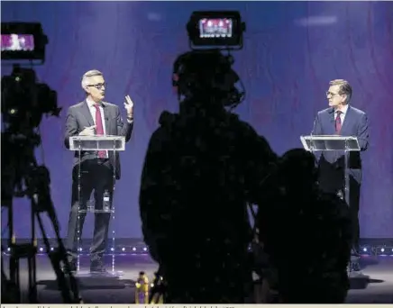  ?? // FCB ?? Los dos candidatos, en el debate llevado a cabo en la televisión oficial del club
