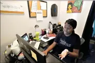  ?? (AP Photo/Nam Y. Huh) ?? Angela McByrd works on her laptop to teach remotely from her home Sept. 24 in Chicago. Most students in Illinois have been starting remote learning this fall, according to results from an Illinois State Board of Education survey.