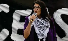  ?? Photograph: Anadolu Agency/Anadolu/Getty Images ?? Rashida Tlaib takes part in a demonstrat­ion outside the US Capitol on 18 October calling for a ceasefire.