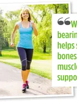  ??  ?? WEIGHTBEAR­ING EXERCISE HELPS STRENGTHEN BONES AND THE MUSCLES THAT
THEM’’ SUPPORT