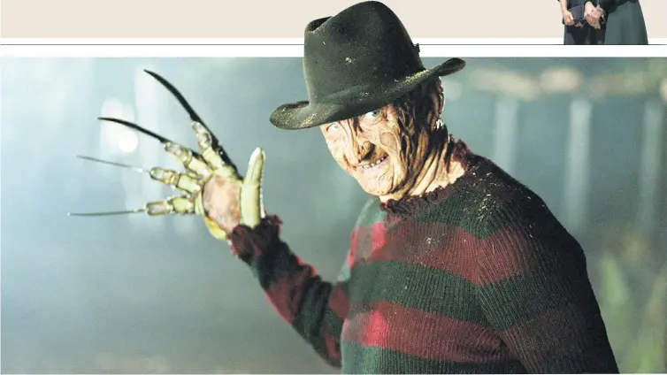  ??  ?? INSULT TO INJURY Fictional serial killer Freddy Krueger — played by Robert Englund in this still from ’Freddy vs Jason’ — has become hurtful shorthand for those whose faces are disfigured by scar tissue.