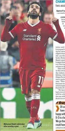  ?? GETTY ?? Mohamed Salah celebrates after scoring a goal.