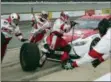  ?? AP PHOTO/CARLOS OSORIO ?? Ryan Blaney makes a pit stop during the NASCAR Cup Series auto race, Sunday, June 10, 2018, in Brooklyn, Mich.