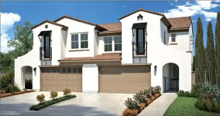  ??  ?? Live the good life in Morgan Hill at Valencia, which features duet and detached homes just blocks from downtown. Prices start in the $900,000 range.