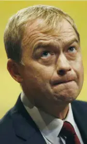  ??  ?? Tim Farron: sorry for misjudging vote