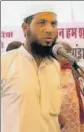  ?? HT PHOTO ?? Yusuf Khan, elder brother of Azmat Khan, speaks at the protest in Jaipur on Monday.