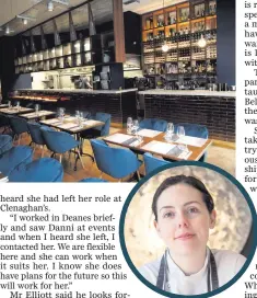  ??  ?? New beginnings: chef Danni Barry and (top) Edo Restaurant in Belfast’s Upper Queen Street