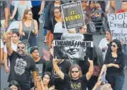  ?? AFP ?? Activists march against Donald Trump in Los Angeles.