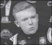  ?? Associated Press ?? NASCAR Xfinity Series driver Ty Gibbs speaks during the NASCAR Championsh­ip media day, Thursday, in Phoenix. The Xfinity championsh­ip today. is