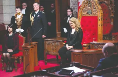  ?? JUSTIN TANG / THE CANADIAN PRESS ?? Gov. Gen. Julie Payette, seen here in a Royal Assent ceremony in the Senate on Parliament Hill in 2018,
has a role to play in some of the minority government scenarios.
