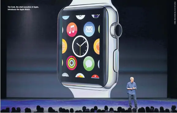  ??  ?? Tim Cook, the chief executive of Apple, introduces the Apple Watch.