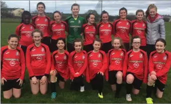  ??  ?? Mallow United U/15 Girls who got their league campaign off to a winning start with a 2-0 win over Carrigalin­e at St. Mary’s last Saturday.